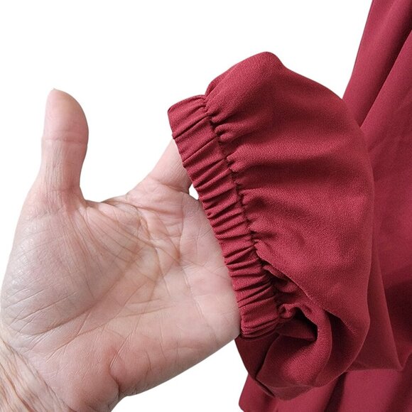 J.Crew Mercantile Size 16 Burgundy Red Tiered Ruffle Pintuck Front Dress - Picture 6 of 14